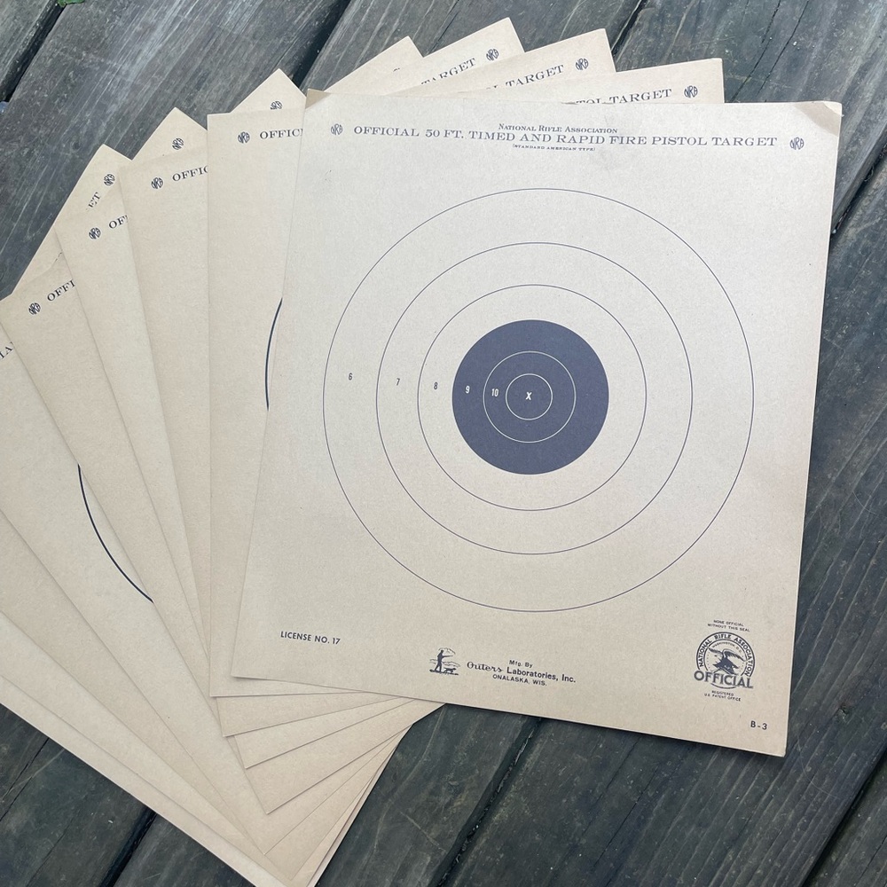VINTAGE lot of 4 - 50 FT Timed & Rapid Fire Pistol Target NRA American Target Co